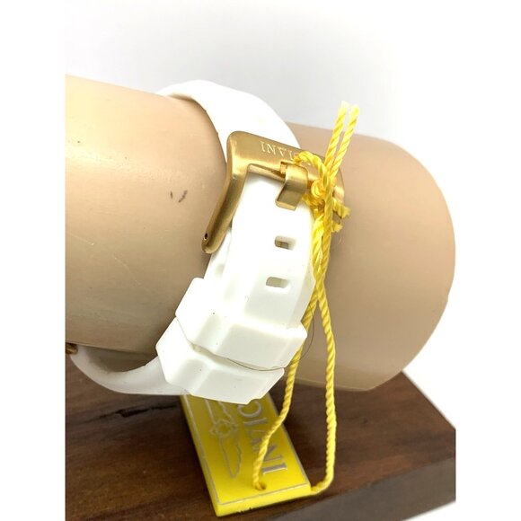 Invicta Women's Watch 0488 Angel Quartz Mother of Pearl Gold White Rubber Strap - Picture 10 of 14